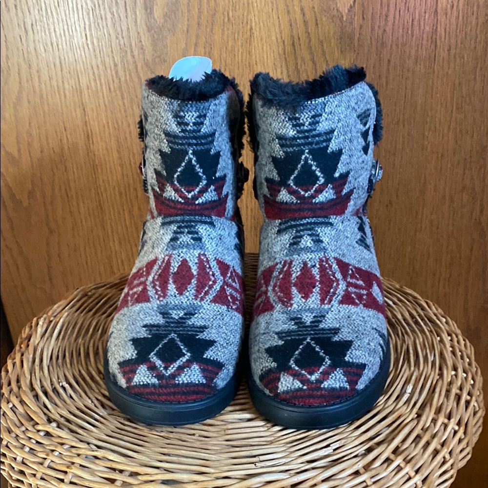 Indigo Winter & Rain Boots in Light Blue with Geometric Patterns